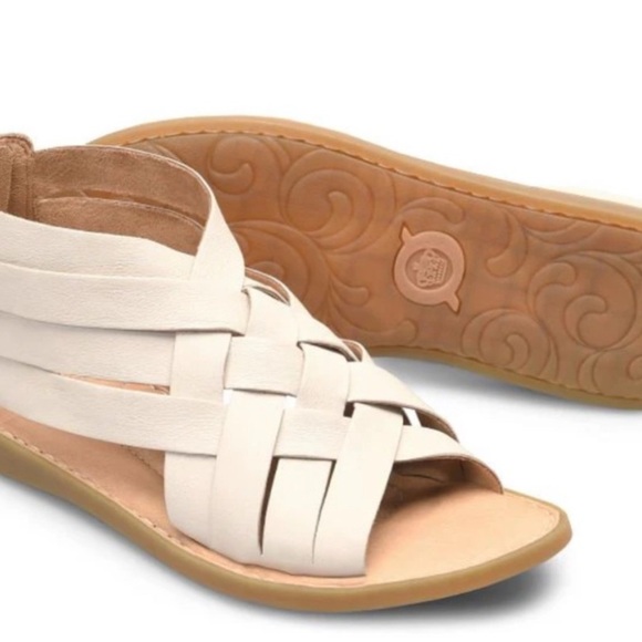 Born Iwa Woven Sandal Full Grain Leather Zipper Closure Size 8M Bone NWOT - Picture 10 of 10